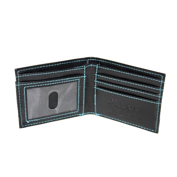 Legend Zelda Breath Wild Blue Sheikah Eye Emblem BiFold Card Holder Black Wallet - Picture 4 of 6